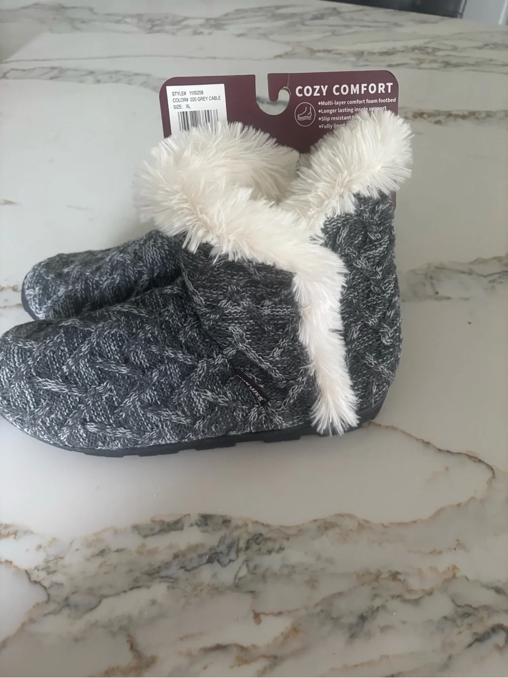 Muk Luks Women’s ' Gray Fuzzy-Lined Slipper Boots - XL